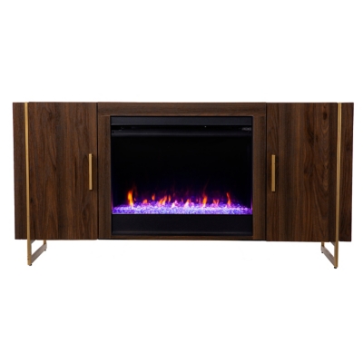 Southern Enterprises Reslyn Color Changing Fireplace with Media Storage, , large