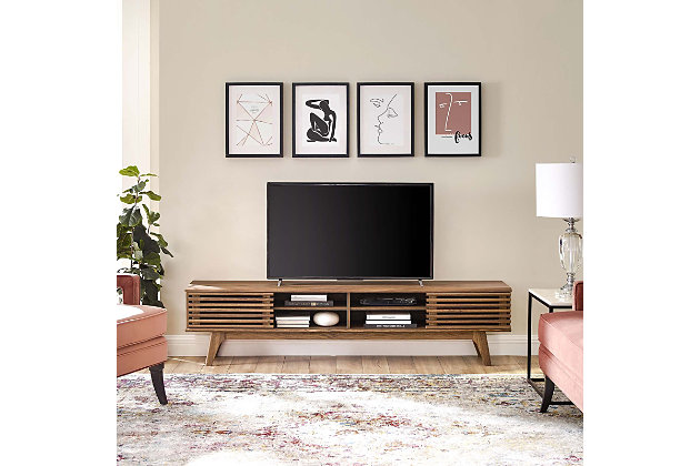 Modway Envision 70" TV Stand in Walnut and White 