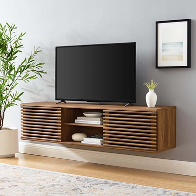 Modway Render 60 Wall-Mount TV Stand, Walnut