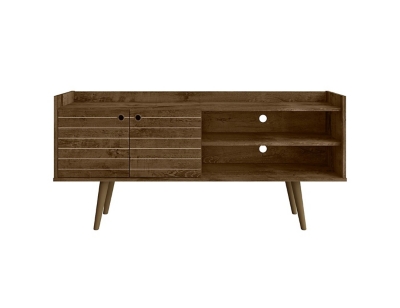 Bogart 3 Shelf TV Stand, Rustic Brown, large