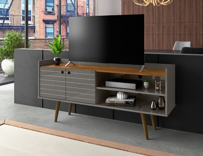 Bogart 3 Shelf TV Stand, Gray, rollover