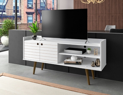 Bogart 3 Shelf TV Stand, White