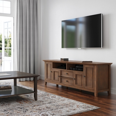 W600001598 Simpli Home Amherst 72 TV Media Stand, Rustic Natu sku W600001598