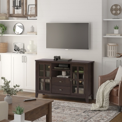 Simpli Home Artisan 53 TV Media Stand, Dark Chestnut Brown