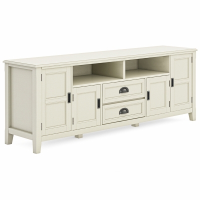 Simpli Home Burlington 72" TV Media Stand, Antique White, large