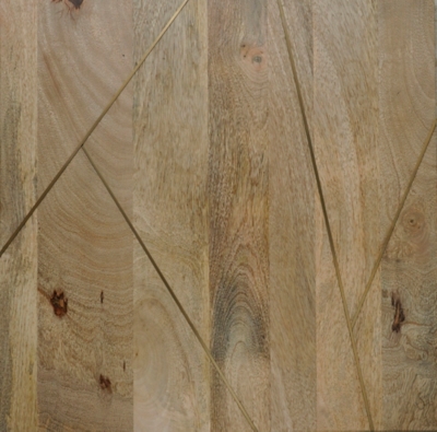 Close-up of wood pattern with diagonal inlays on panel