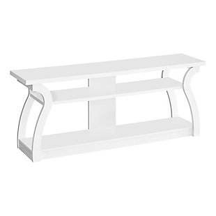 Monarch Specialties 60" TV Stand, White, large