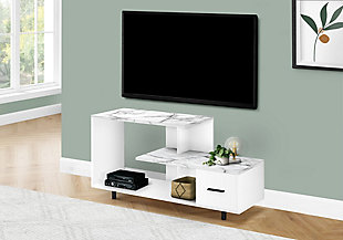 Monarch Specialties 48" TV Stand, White, rollover