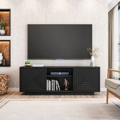 W600001923 Techni Mobili 63 TV Stand with Storage, Black sku W600001923