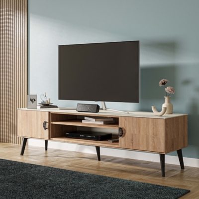Manhattan Comfort Haley 70.9" TV Stand, Natural, rollover