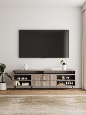 Manhattan Comfort DUMBO 85" TV Stand with 2 Drawers, Rustic Gray, rollover