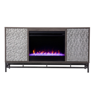 Southern Enterprises Hamburg Color Changing Fireplace with Media Storage, , large