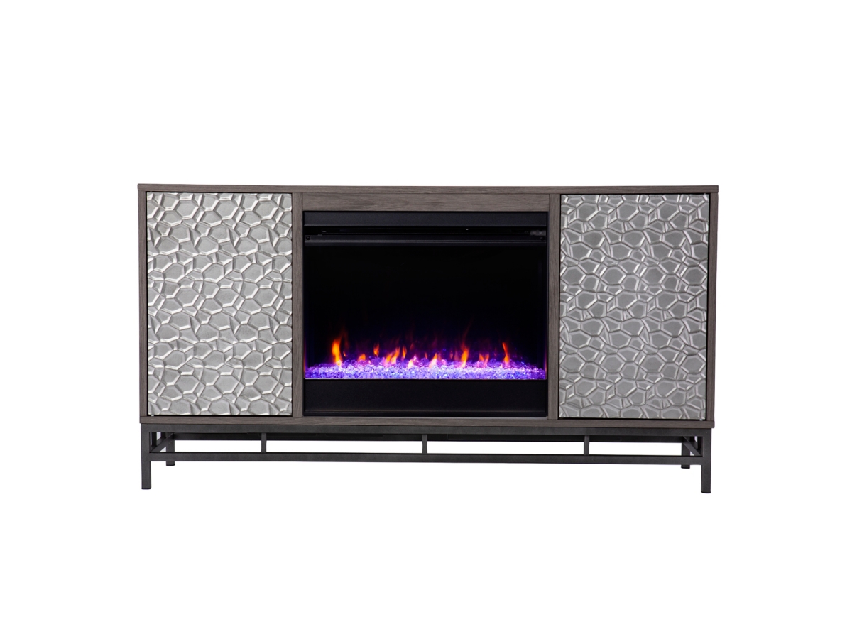 Southern Enterprises Furniture Hamburg 54 TV Stand with Color Changing Fireplace