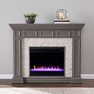 Southern Enterprises Horstena Color Changing Fireplace with Faux Stone, , rollover