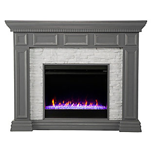 Southern Enterprises Horstena Color Changing Fireplace with Faux Stone, , large