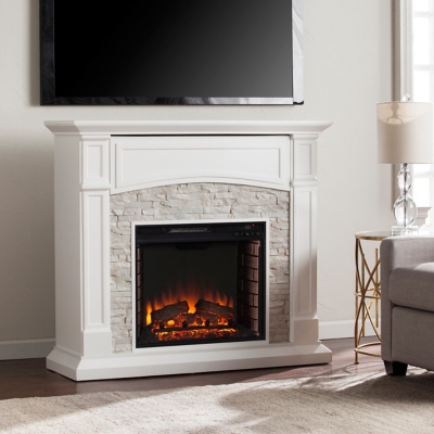 Southern Enterprises Furniture Brennax Electric Media Fireplace, Crisp White