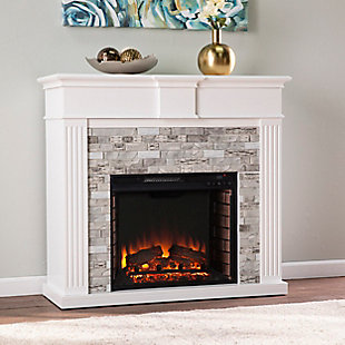 Southern Enterprises Ashlaurel Electric Fireplace with Faux Stone Surround, , rollover