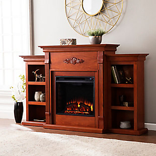 Southern Enterprises Harkdale Electric Fireplace with Bookcases - Classic Mahogany, , rollover