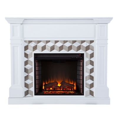 Southern Enterprises Fionah Electric Fireplace with Marble Surround, , large