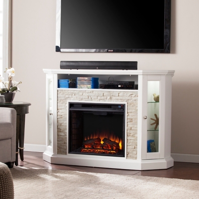 Southern Enterprises Furniture Harper Convertible Electric Fireplace Mantel, Fresh White