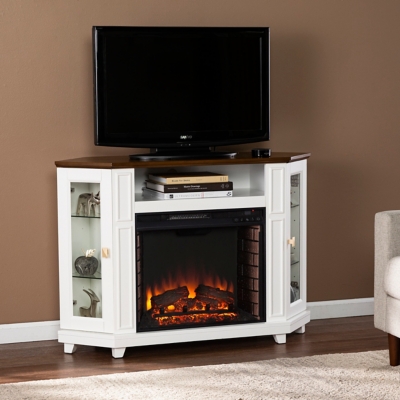 Southern Enterprises Furniture Farine Electric Fireplace Mantel, White/Brown