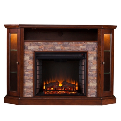 Southern Enterprises Harper Corner Convertible Electric Media Fireplace, Espresso, large
