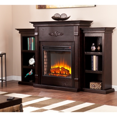 Southern Enterprises Furniture Harkdale Electric Fireplace with Bookcases, Classic Espresso