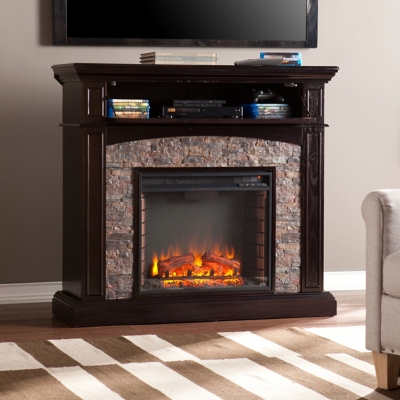 Southern Enterprises Norella Faux Stone Corner Electric Media Fireplace, , rollover