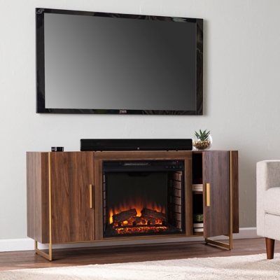 Southern Enterprises Furniture Reslyn 55 TV Stand with Electric Fireplace