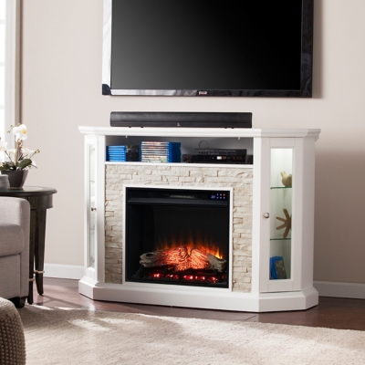 Southern Enterprises Furniture Harper Convertible Touch Screen Fireplace Mantel, Fresh White