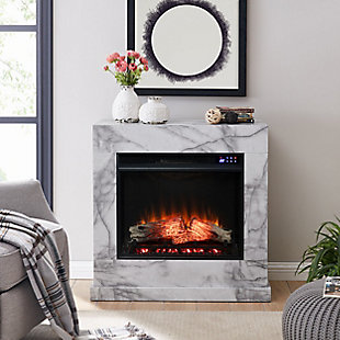 Southern Enterprises Shoshanna Faux Marble Electric Fireplace with Touch Screen, , rollover