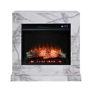 Southern Enterprises Shoshanna Faux Marble Electric Fireplace with Touch Screen, , large
