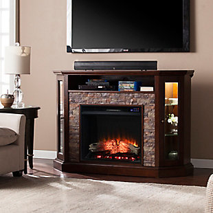 Southern Enterprises Harper Corner Convertible Touch Screen Electric Fireplace with Storage, , rollover