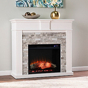 Southern Enterprises Ashlaurel Touch Screen Electric Fireplace with Faux Stone Surround, , rollover