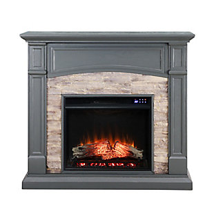 Southern Enterprises Brennax Electric Media Touch Screen Fireplace - Gray, , large