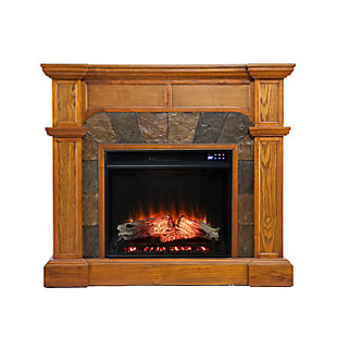 Southern Enterprises Prettah Corner Convertible Touch Screen Electric Fireplace with Faux Stone Surround, , large
