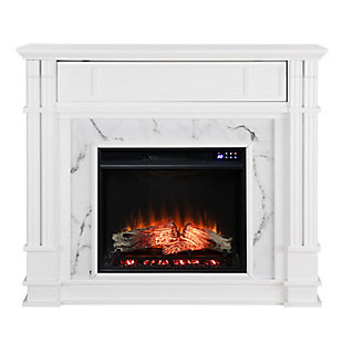 Southern Enterprises Solemma Faux Cararra Marble Touch Screen Electric Media Fireplace, , large