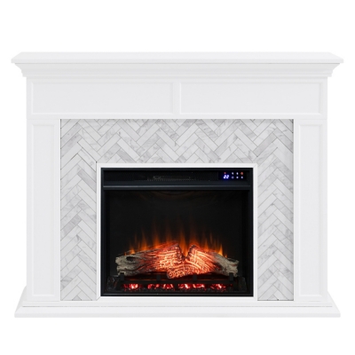 Southern Enterprises Walkerton Marble Tiled Touch Screen Electric Fireplace, , large