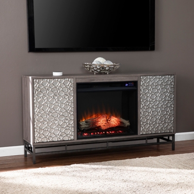 "Southern Enterprises Hamburg 54" TV Stand with Touch Screen Fireplace", Gray