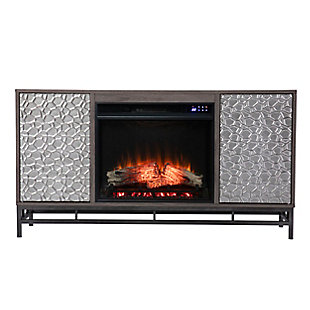 Southern Enterprises Hamburg Touch Screen Electric Fireplace with Media Storage, , large