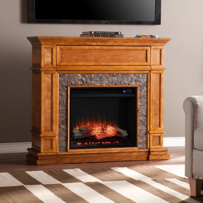 Southern Enterprises Dreah Touch Screen Electric Fireplace with Faux Stone, , rollover