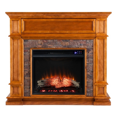 Southern Enterprises Dreah Touch Screen Electric Fireplace with Faux Stone, , large