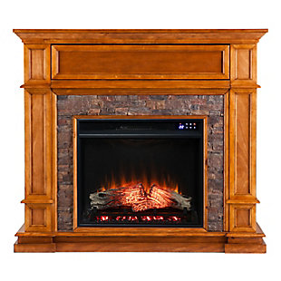 Southern Enterprises Dreah Touch Screen Electric Fireplace with Faux Stone, , large
