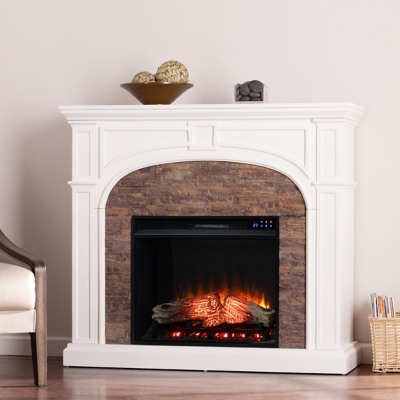 Southern Enterprises Ebberton Touch Screen Electric Fireplace with Faux  Stone | Ashley