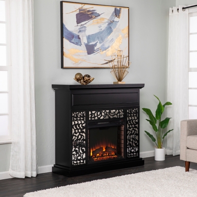 SEI Furniture Renatiena Contemporary Electric Fireplace Black, , rollover