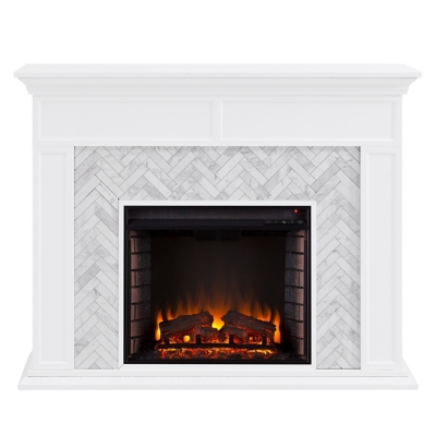 SEI Furniture Lordeston Marble Tiled Fireplace, , large