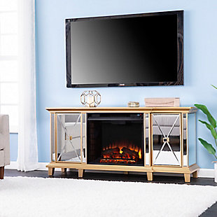 SEI Furniture Valorville Mirrored Electric Fireplace – Gold, , rollover