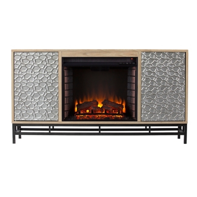 SEI Furniture Petdestorne Electric Fireplace w/ Media Storage - Natural, , grid