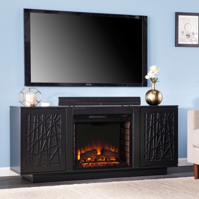 Southern Enterprises Furniture Rayelland Electric Fireplace 60" TV Stand, Black