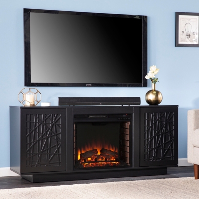 Southern Enterprises Furniture Rayelland Electric Fireplace 60 TV Stand, Black